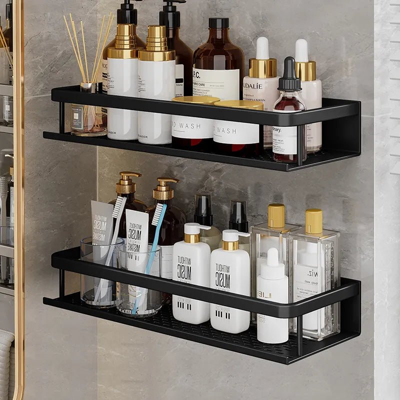 All Around Casa – Elegant Black Shower Shelf for a Sleek, Space - Saving Bathroom - All Around Casa