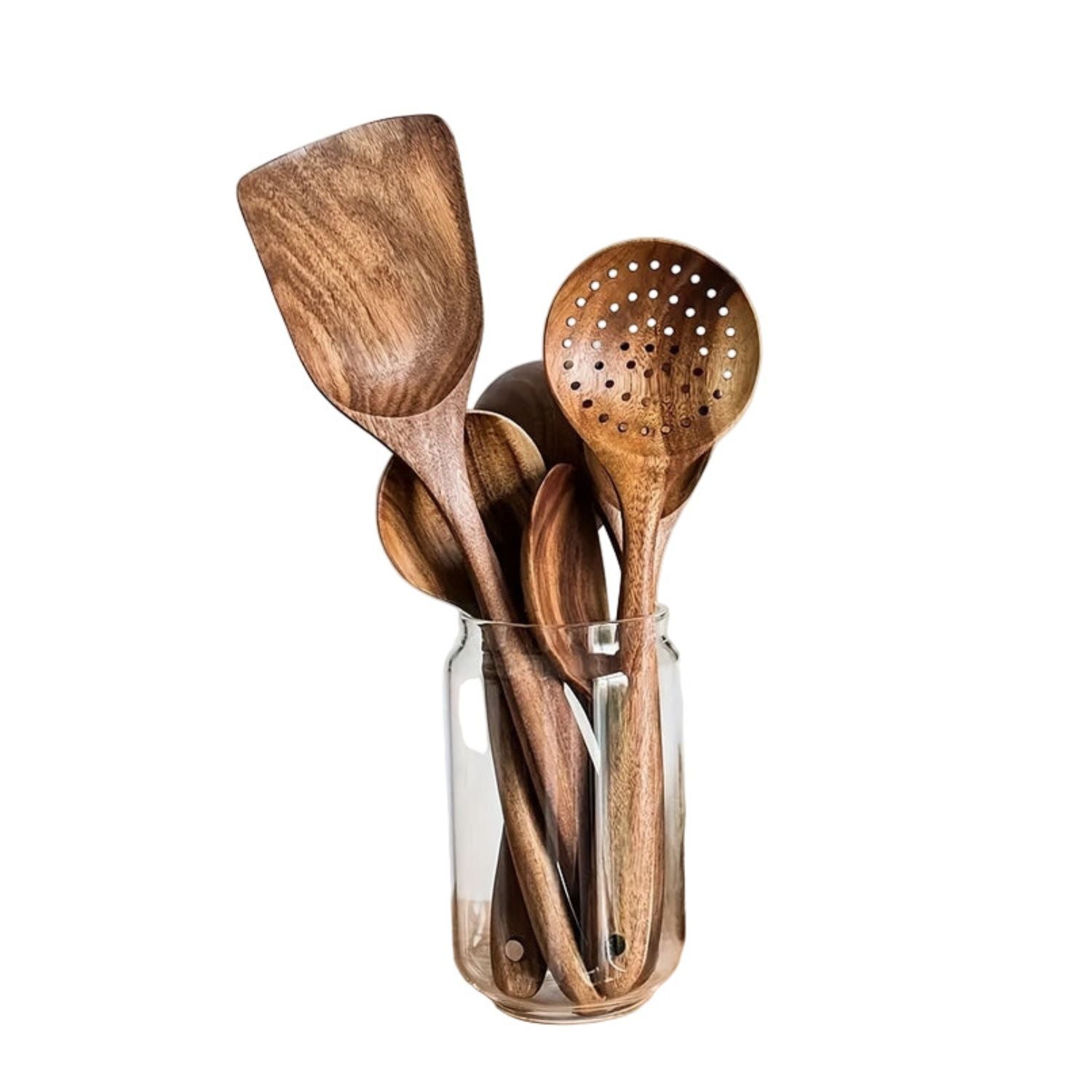 All Around Casa Luxe Wooden Kitchen Utensil Set – Elegant 5 - Piece Collection for Refined Cooking - All Around Casa
