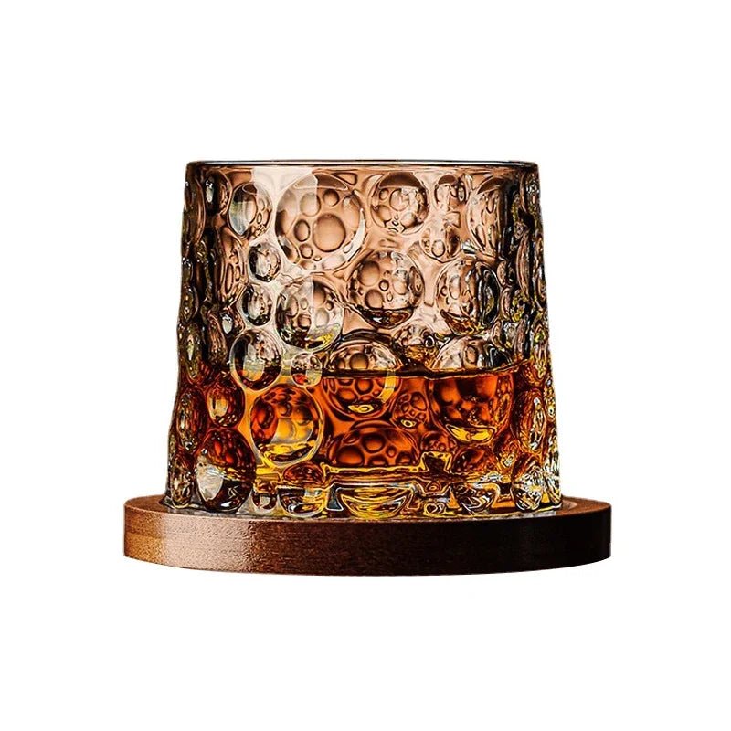Aurora Luxe Crystal Whiskey Glass Set with Elegant Wooden Base - All Around Casa