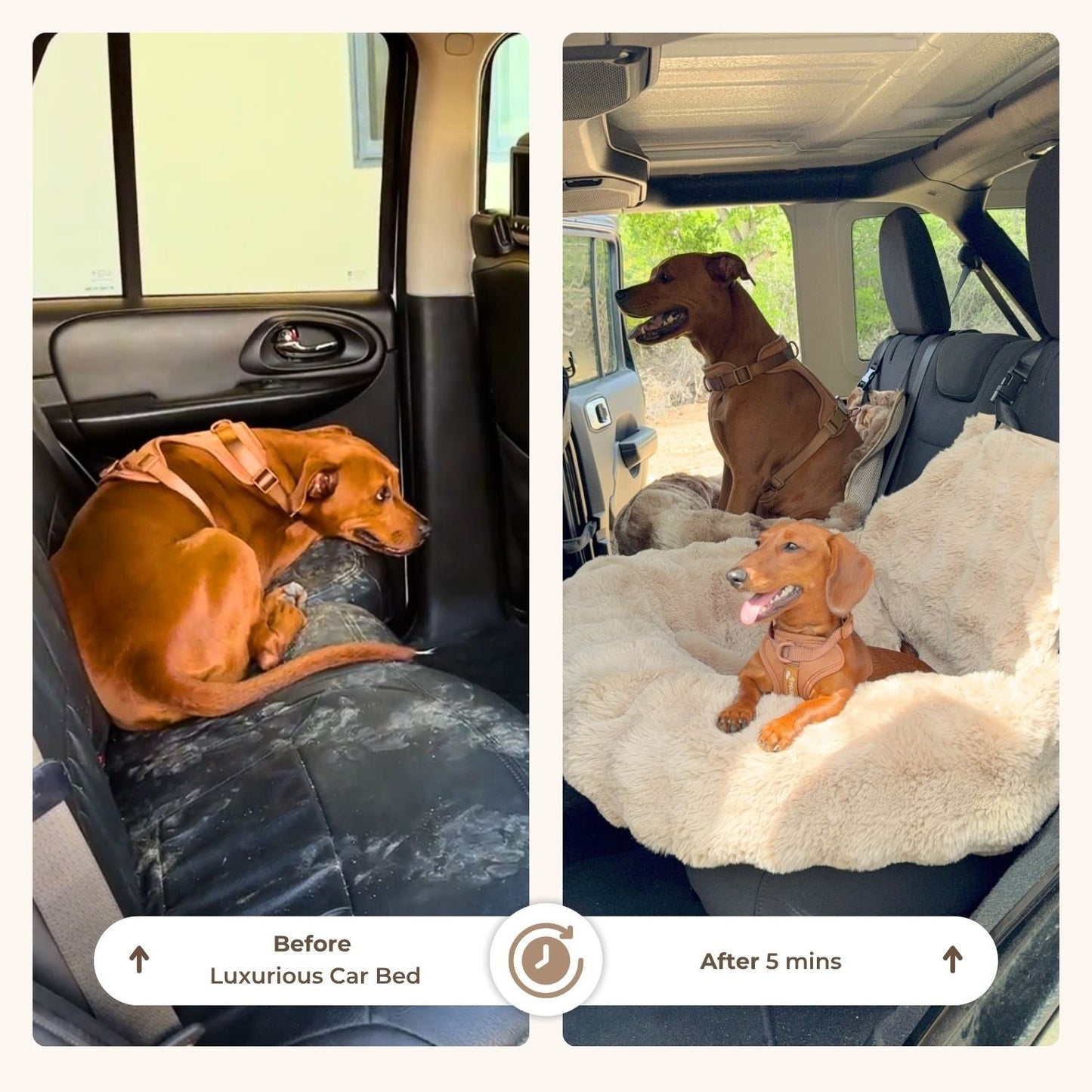 RoadPaws – Elegant Cosy Plush Dog Car Bed for a Comfortable and Secure Travels