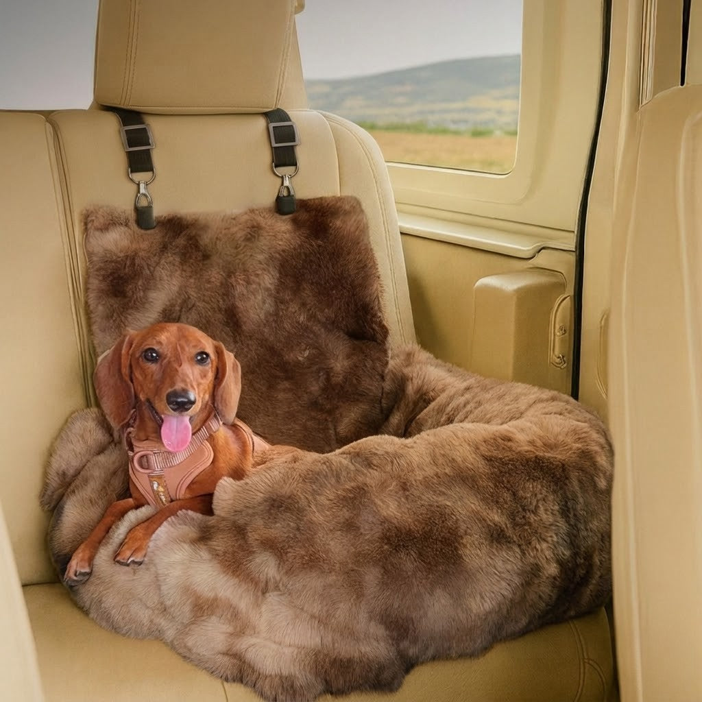 RoadPaws – Elegant Cosy Plush Dog Car Bed for a Comfortable and Secure Travels