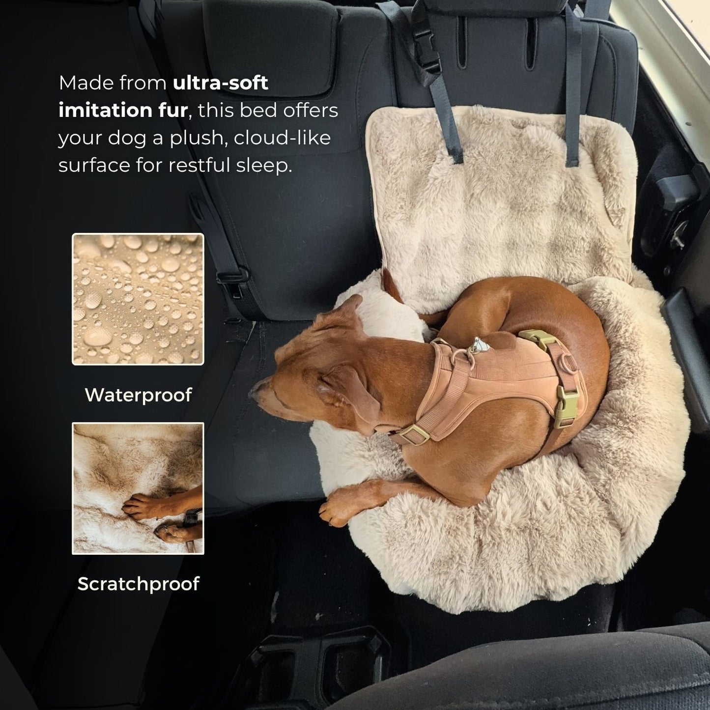 RoadPaws – Elegant Cosy Plush Dog Car Bed for a Comfortable and Secure Travels