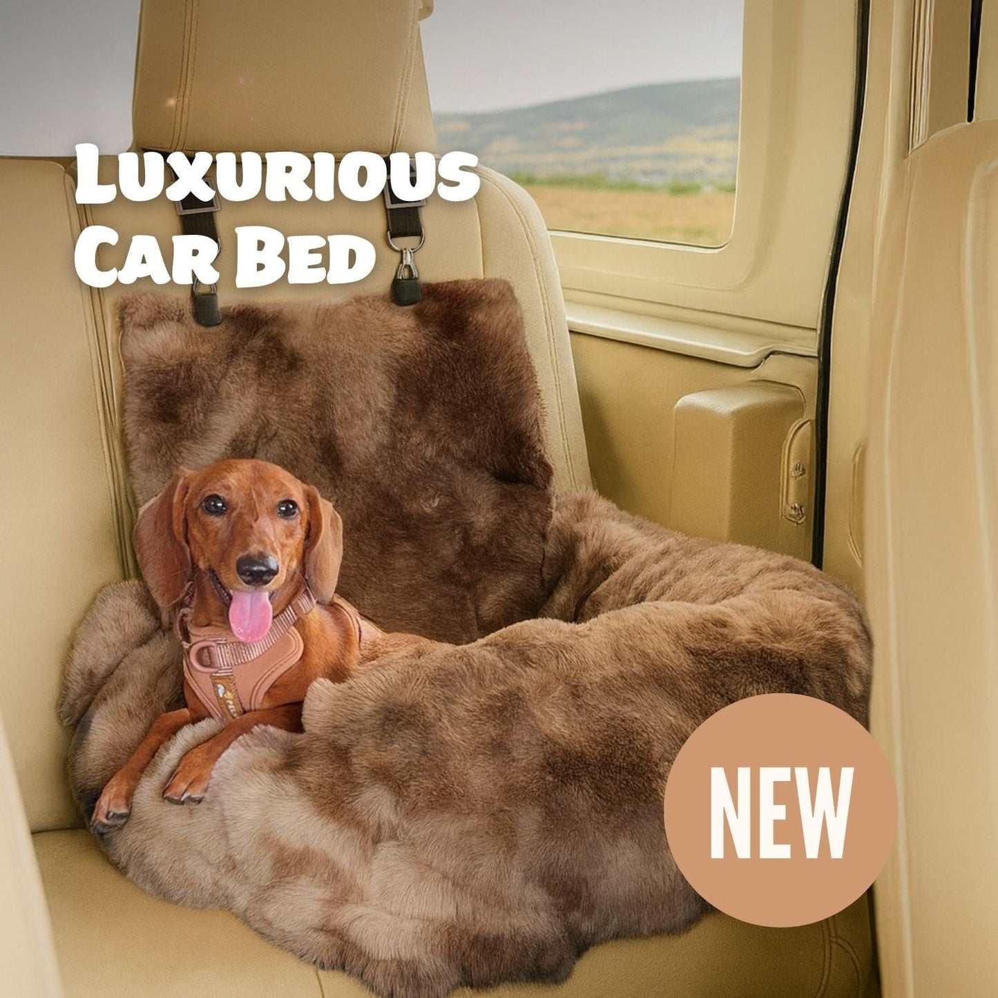 RoadPaws – Elegant Cosy Plush Dog Car Bed for a Comfortable and Secure Travels