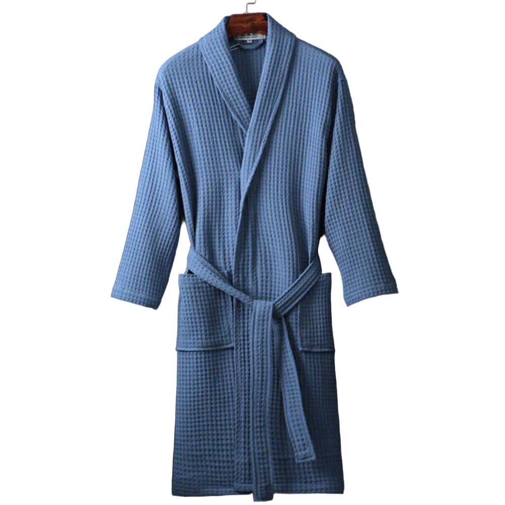 All Around Casa – Elegant Cotton Waffle Robe with Refined V - Neck for Relaxed Evenings - All Around Casa