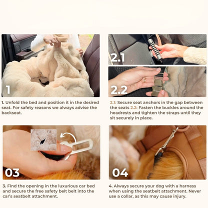 RoadPaws – Elegant Cosy Plush Dog Car Bed for a Comfortable and Secure Travels