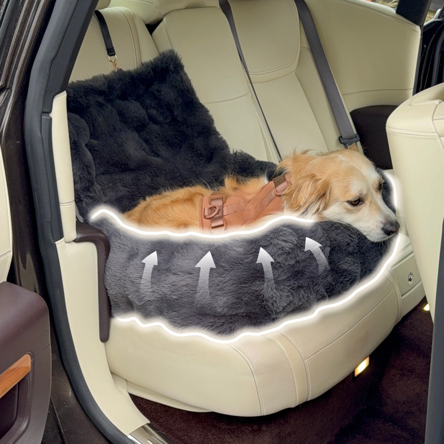RoadPaws – Elegant Cosy Plush Dog Car Bed for a Comfortable and Secure Travels