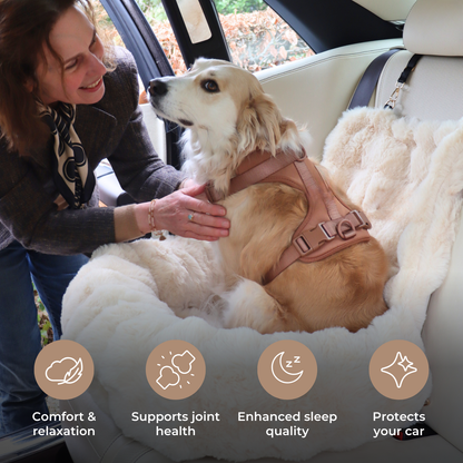 RoadPaws – Elegant Cosy Plush Dog Car Bed for a Comfortable and Secure Travels